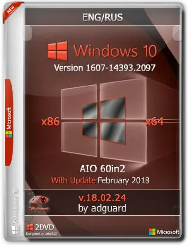 Иконка Windows 10, Version 1607 with Update [14393.2097] (x86-x64) AIO [60in2] adguard v18.02.24 (2018) Русский Английский