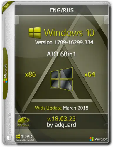 Иконка Windows 10, Version 1709 with Update AIO [60in1] adguard v.18.03.23 (2018) Русский Английский