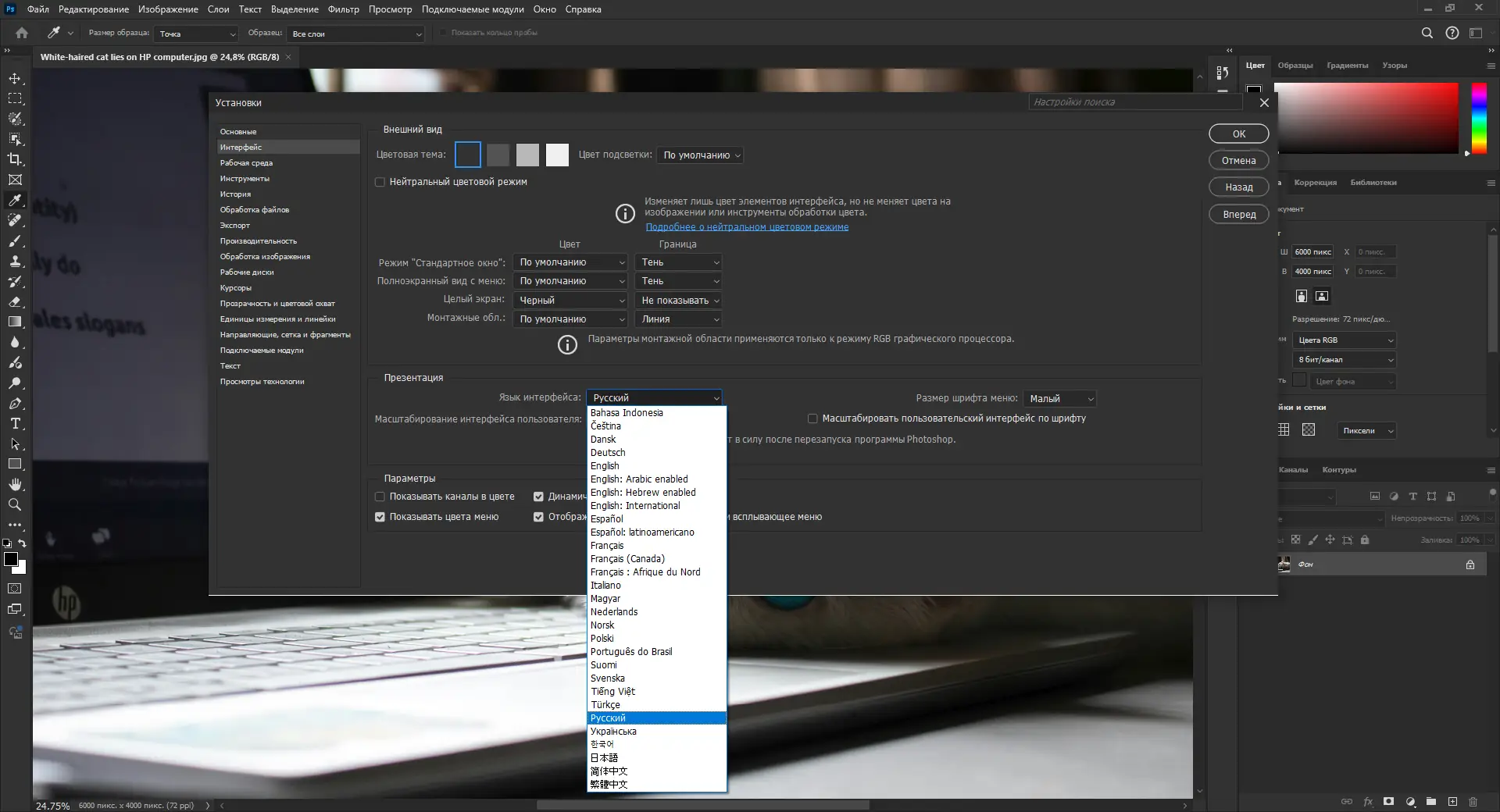 Работа с приложением